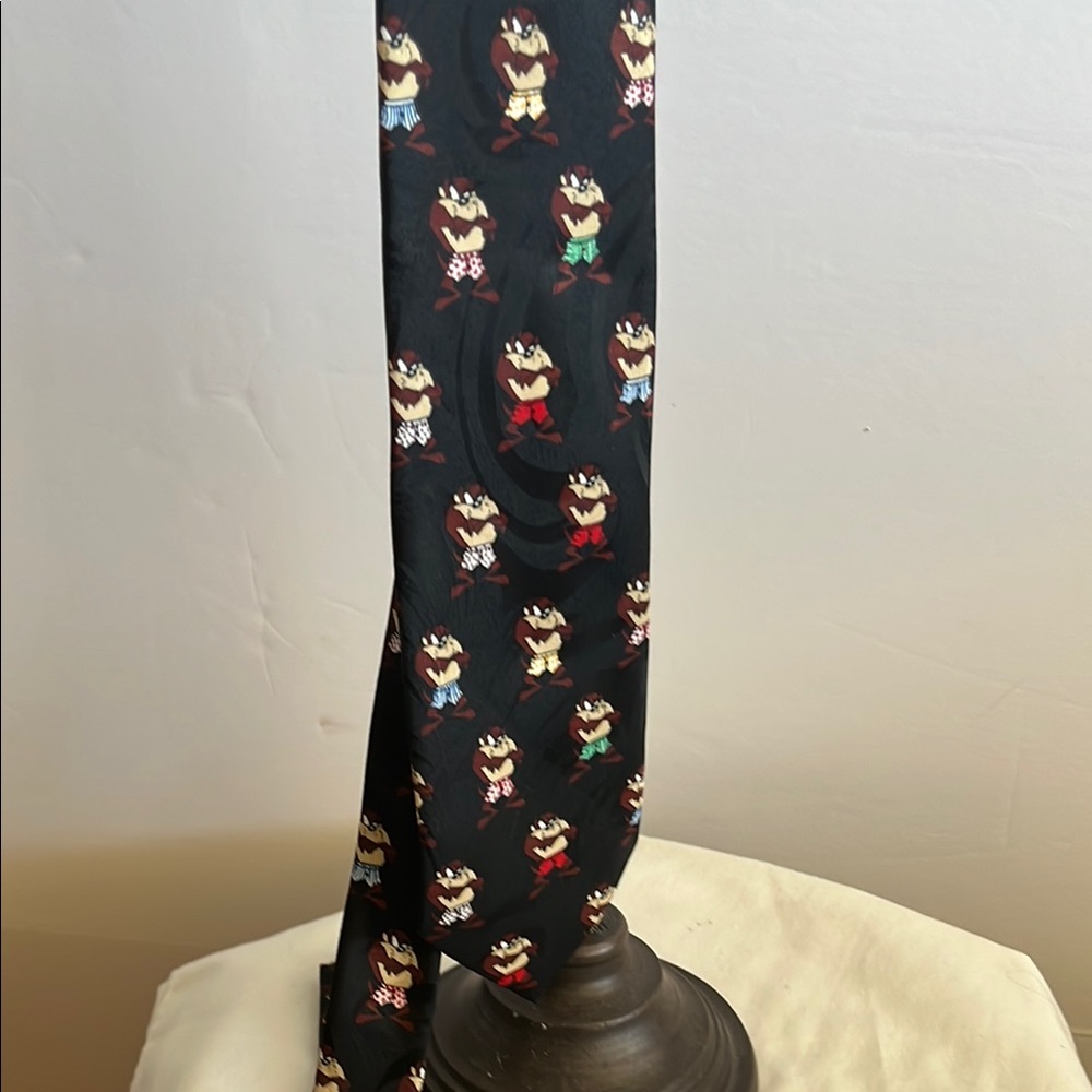 Black Tie with Cartoon Character Print